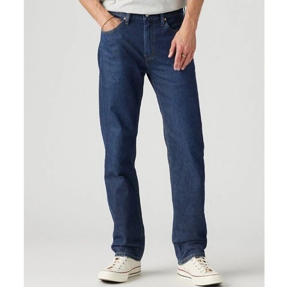 NEW Levis 505 Mens W30 L29 Regular Fit Jeans Dark Classic Straight Leg Denim - Picture 1 of 10